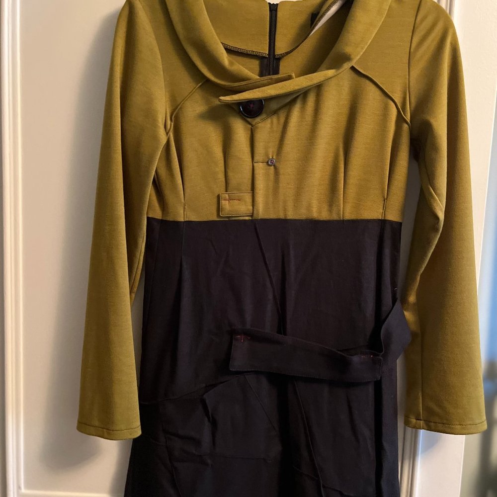 Olive and black XS FRESH midi dress